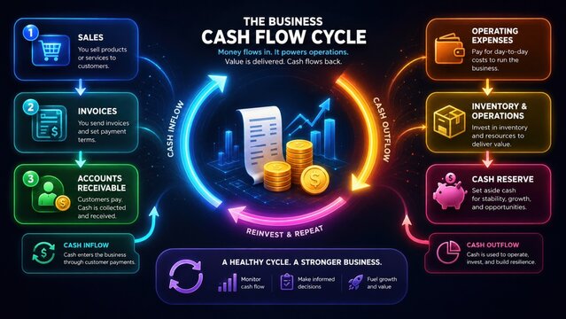 Business Cash Flow Cycle Educational Infographic