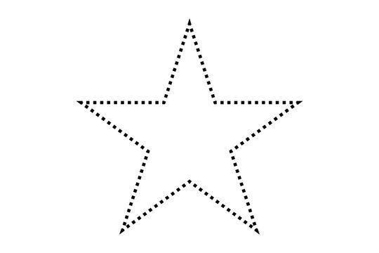 Dotted outline star shape with isolated transparent background for graphic design elements