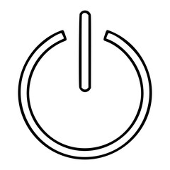 A clean black and white line art vector icon of a circular power button with an embedded indicator light, perfect for device control graphics, electronics interfaces, or minimalist startup symbol desi © MDSHAHIN