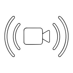 Elegant black and white line art vector icon showing a live stream signal with on-air indicator, perfect for television networks, streaming platforms, or media player controls. © Md Asaduzzaman 