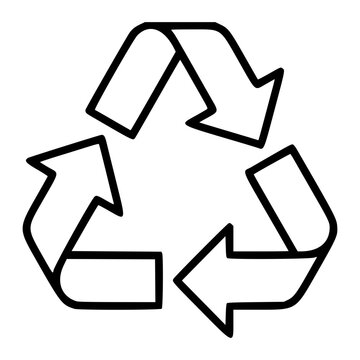 Universal recycling loop symbol vector icon in clean hand-drawn outline style, representing circular economy and sustainability for eco-conscious scalable graphic design and environmental branding.