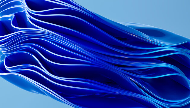 3D layered wave structure flowing across a technology backdrop