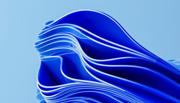 3D sculpted blue crest rising with luminous curved edges