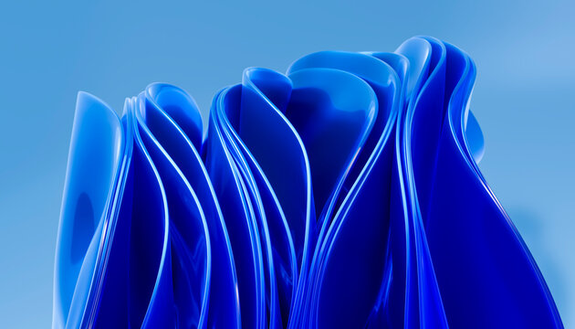 3D vertical petal formation shaped by glossy blue folds
