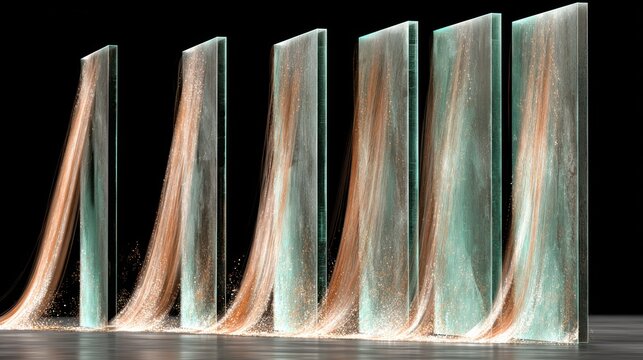 Glowing glass panels with flowing energy streams.