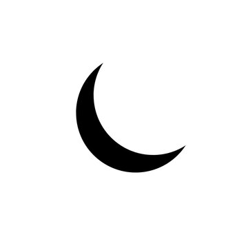 Black crescent moon icon. Simple lunar shape isolated on white background.