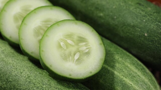 Fresh Sliced Cucumber in a Woven Basket