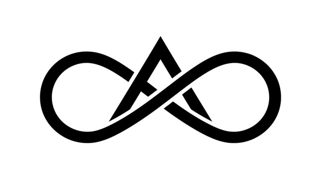 Black infinity symbol combined with letter A logo