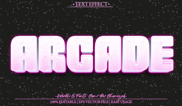  Arcade Retro Gaming Pixel Neon Vector Fully Editable Smart Object Text Effect