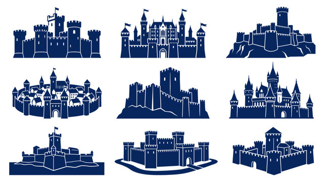 Collection of Royal Castles and Fortresses, Medieval Architecture Icons