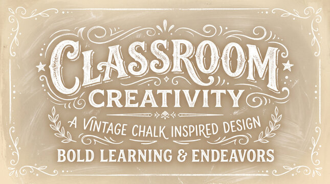 Vintage chalkboard typography for education and creativity. Hand-drawn inspirational quote design for classrooms and workshops.