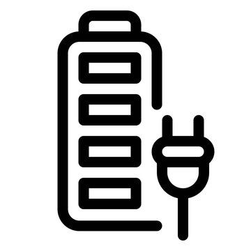 Electric Battery Charging Plug Line Icon