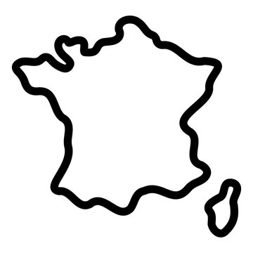 france map outline icon. country contour shape showing France border. geography and travel destination