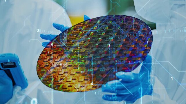 半導体製造とデジタルテクノロジー。DX、AI、システム、データ、電子部品、メモリー、工場、製造業
