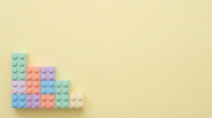 Obraz premium Colorful Lego blocks stacked on yellow background forming graph