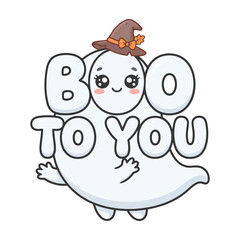 Fototapeta premium Boo to You mascot vector illustration typography