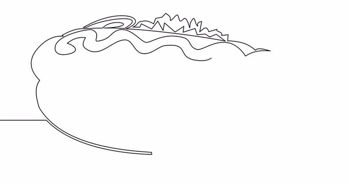 Self drawing line animation American Fast food hotdog continuous one single line drawn concept video