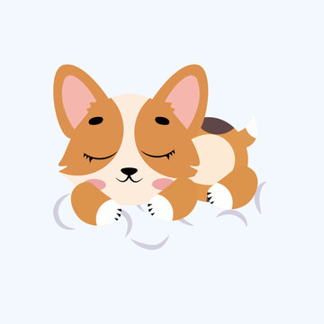 Cute corgi puppy illustration with big eyes standing isolated on white background lovely dog character design for kids nursery prints stickers greeting cards and patterns