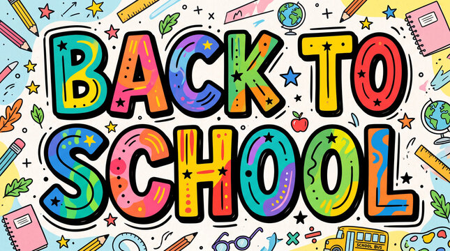 Colorful Back to School sign. Educational welcome message