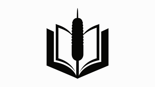 Open book with feather quill pen illustration.