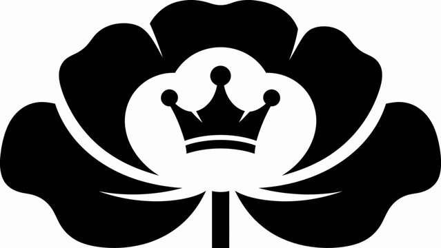Black Crown and Flower Silhouette Design.
