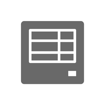 Simple dark green icon representing a spreadsheet or data table with rows and columns, data organization, analytics symbol