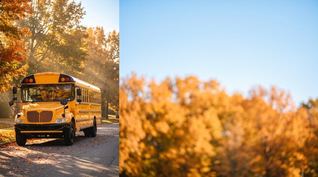 Back to school transport background with copy space