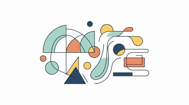 Abstract geometric shapes and lines form a dynamic composition