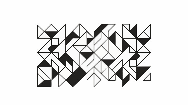 Abstract geometric pattern with black and white triangles and squares