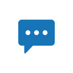 Fototapeta premium Simple blue chat bubble icon with three dots, communication symbol, message notification