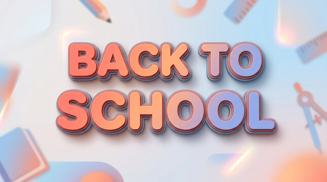 Back to school typography design. Educational banner with 3D text