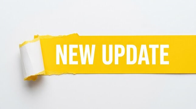 New update notification banner. Software patch alert sticker