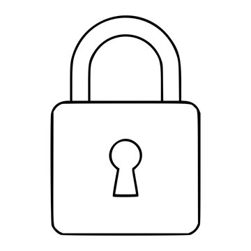 Hand-traced vector icon illustration of a classic closed padlock with keyhole, featuring clean minimalist line art style perfect for security, privacy, and protection themes in digital design projects