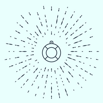 Black line Lifebuoy icon isolated on grey background. Lifebelt symbol. Abstract circle random dots. Vector