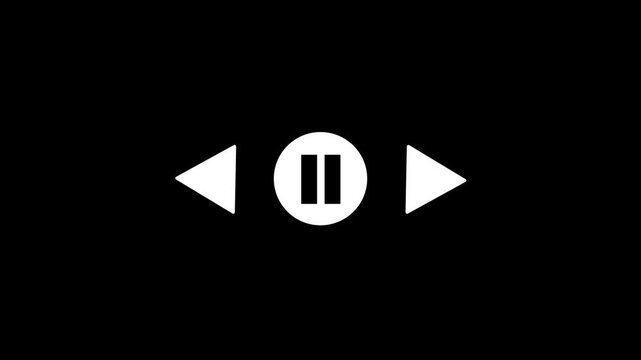 video play bar or music loading bar icon animation. play pause icon. social media timeline bar on black screen, music scroll bar animation. animation music audio player. 4k animation.