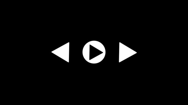 video play bar or music loading bar icon animation. play pause icon. social media timeline bar on black screen, music scroll bar animation. animation music audio player. 4k animation.