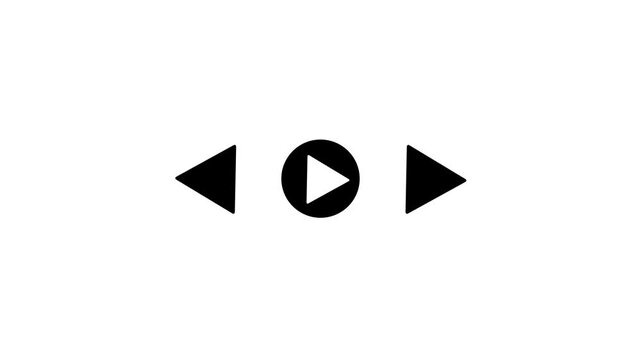 video play bar or music loading bar icon animation. play pause icon. social media timeline bar on black screen, music scroll bar animation. animation music audio player. 4k animation.