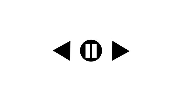 video play bar or music loading bar icon animation. play pause icon. social media timeline bar on black screen, music scroll bar animation. animation music audio player. 4k animation.