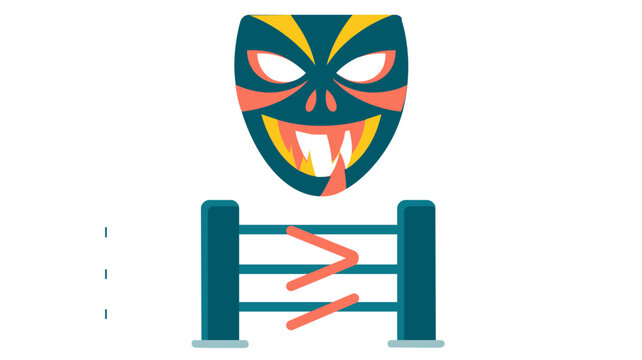 Colorful vector icon illustration of a scary mask from a log flume amusement park ride. Features editable stroke, adjustable line weight, customizable stroke, and thin line style for design.