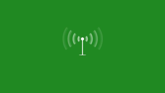 Dynamic 5g wi-fi signal tower animation with radiating green waves for tech and connectivity concepts