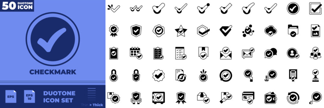 Checkmark Duotone Editable Icons set