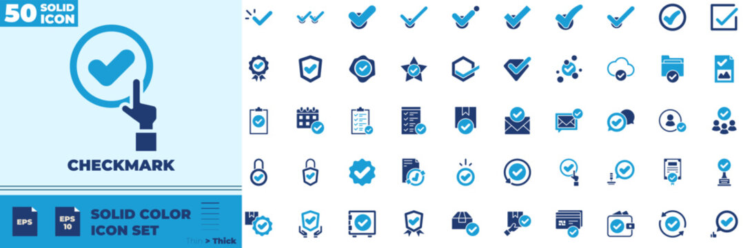Checkmark Solid Color Editable Icons set
