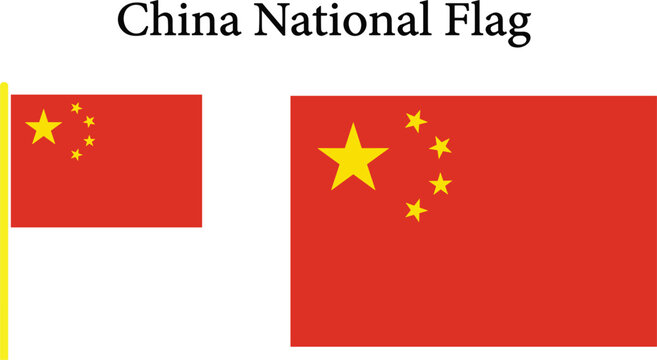 The national flag of china with yellow stars on red background