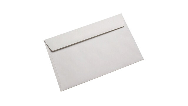 Blank white rectangular paper mail envelope template isolated on transparent background cut out