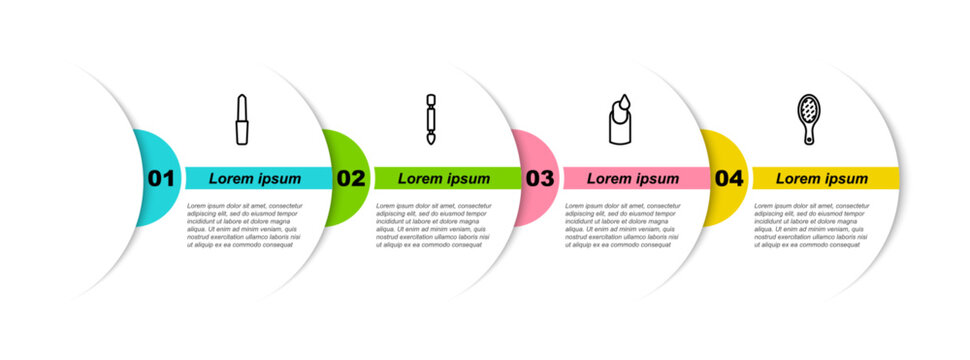 Set line Nail file, Cuticle pusher, Manicure and . Business infographic template. Vector
