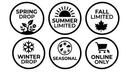 Obraz premium Seasonal labels and icons for online shopping promotions