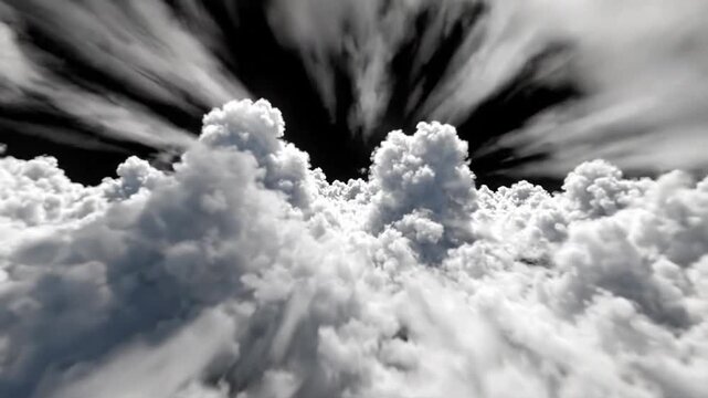 Clouds move towards the camera as they fly through cloud b VSRExport in a wide open sky