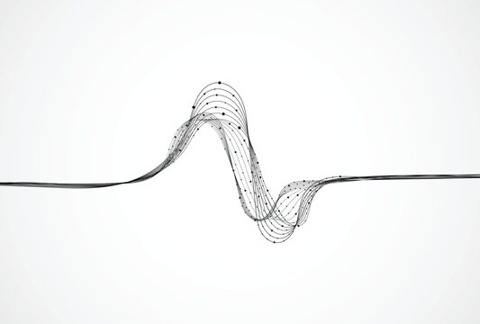 Abstract futuristic data flow line graph with connected nodes on white background