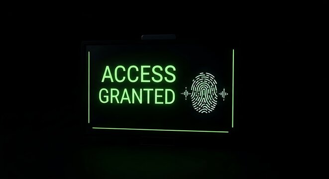 Verification interface dashboard confirming authorization status with green access granted text alert
