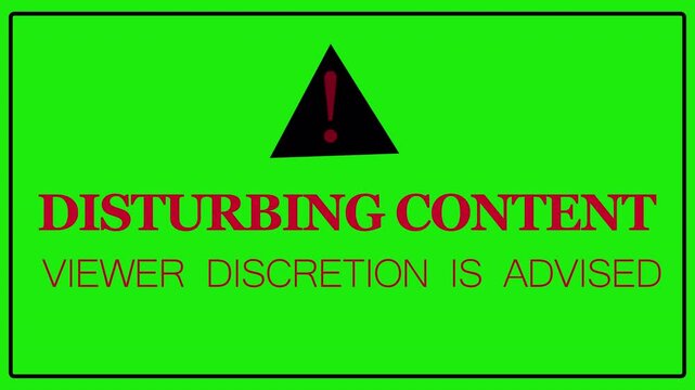Disturbing Content, animation with transparent background.Warning. Disturbing Content, Viewer Discretion is Advised Animated Sign animation in 4k animation with alpha channel on transparent background